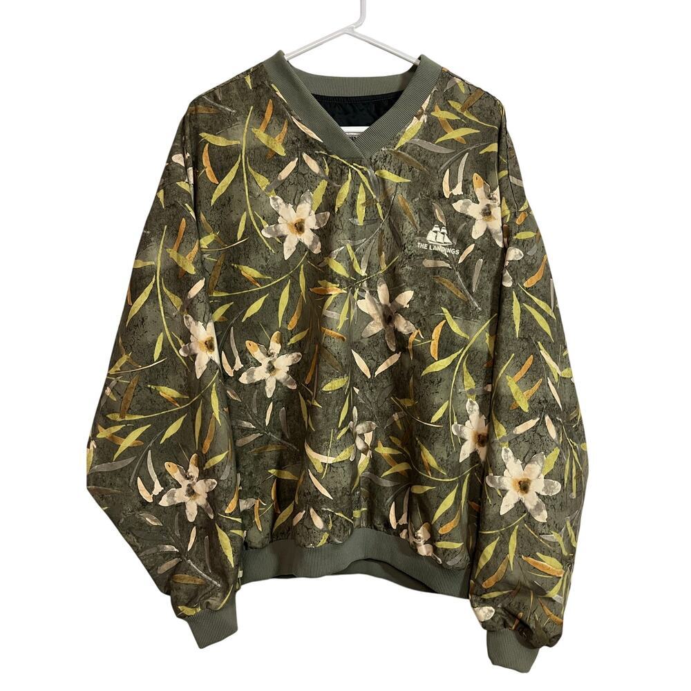 Vintage Floral Windbreaker Sweater Cottagecore Golf Club 90s Size Large